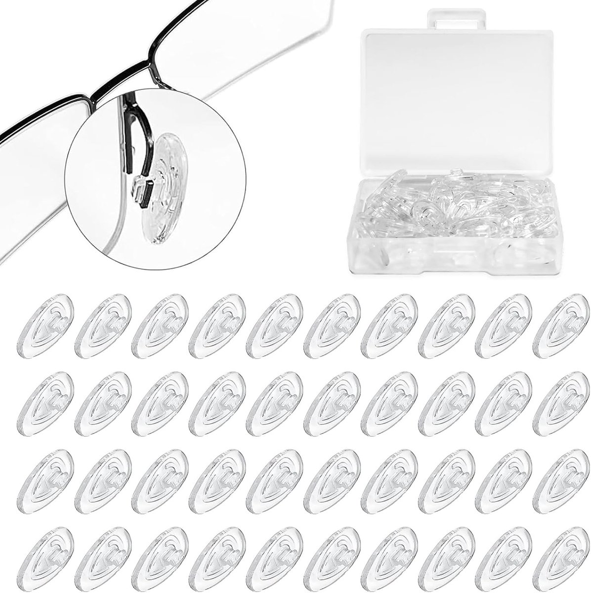 20 paar brilpads, neuspads van siliconen, antislip, transparante