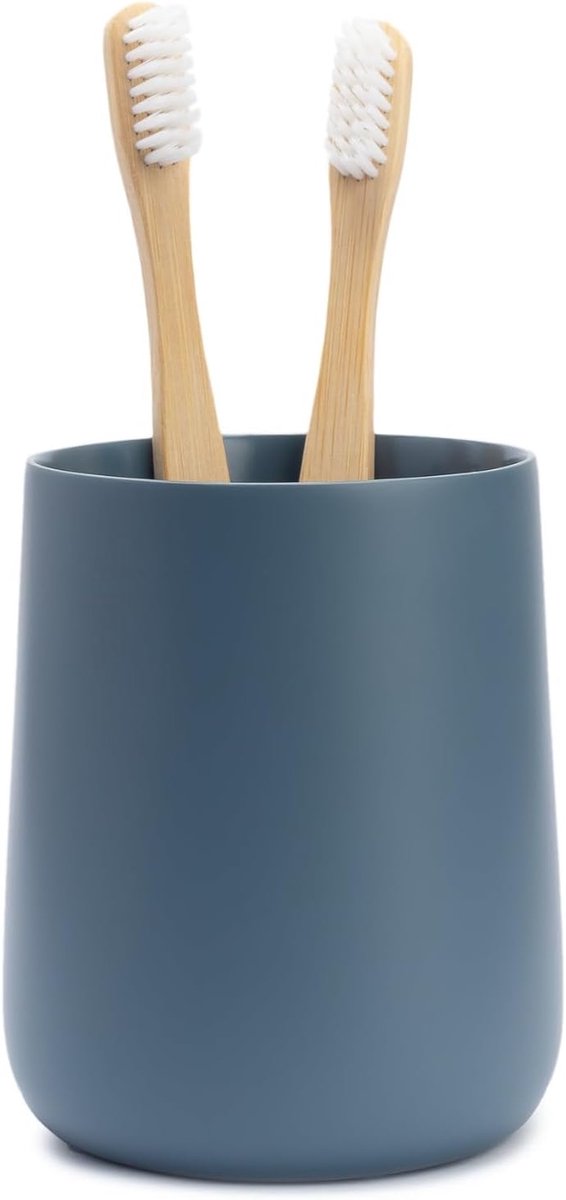 Design Mat blauwe tandenborstel en tandpasta houder en beker voor