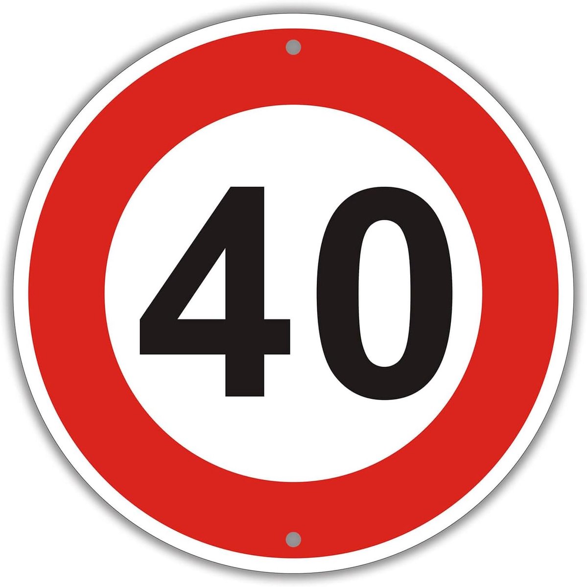40 km, Ø 30 cm, verkeersbord, bord van aluminium, reflecterend, weerbestendig, eenvoudige installatie voor buiten