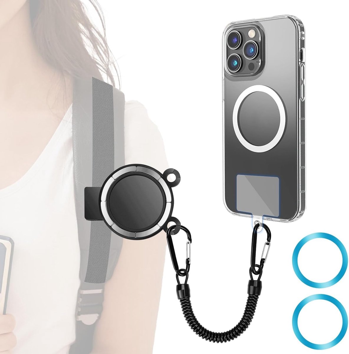 Rugzak schouder telefoonhouder: magnetische mobiele telefoon lanyard