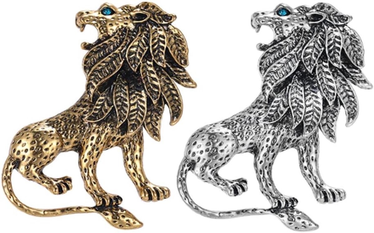 Retro leeuwenbroche set mannen en vrouwen metalen