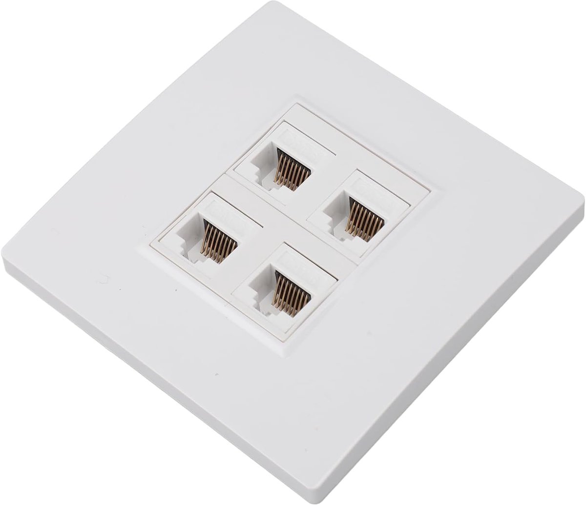 Ethernet-wandplaat, 4-poorts Cat6 Vrouwelijk Naar Vrouwelijk Wandaansluiting, Keystone Wandplaat-uitgang voor CAT5 CAT5E CAT6A, 86x86mm