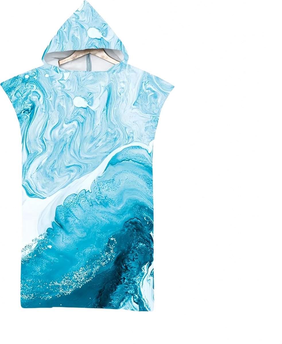 Volwassen Badcape met Kap - Handdoek Poncho voor Strand, Zwemmen en Wetsuit Verwisselen - 85x110cm, Ideaal voor Surfing en Buitensporten