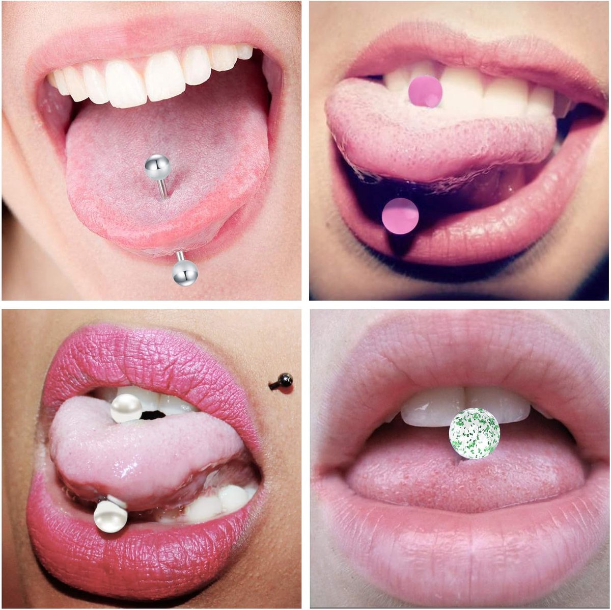 Tongpiercing van chirurgisch staal, 14 g, 14 mm, 16 mm, met glanzende
