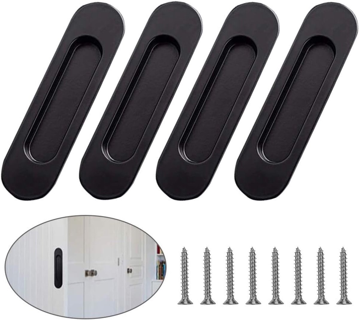 roestvrij staal, 4 stuks, schelpgreep, geborsteld, verborgen