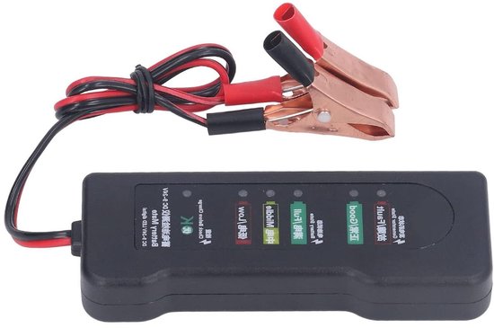 Accutester - Batterijtester Auto - Voertuigonderhoud - LED Statusindicatie - 13 x 6 x 4 cm - Zwart