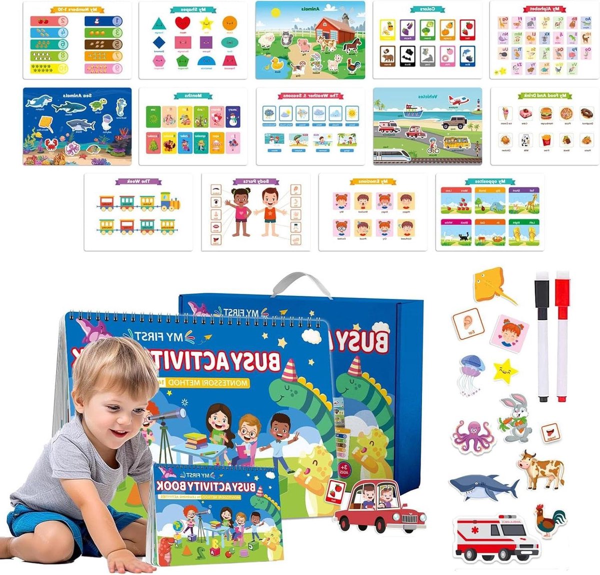 Activiteitenboek Reizen - Leerspeelgoed Ontwikkeling - Kinderen Leren - Handig Draagbaar Formaat - 30 x 7.7 x 1.7 cm