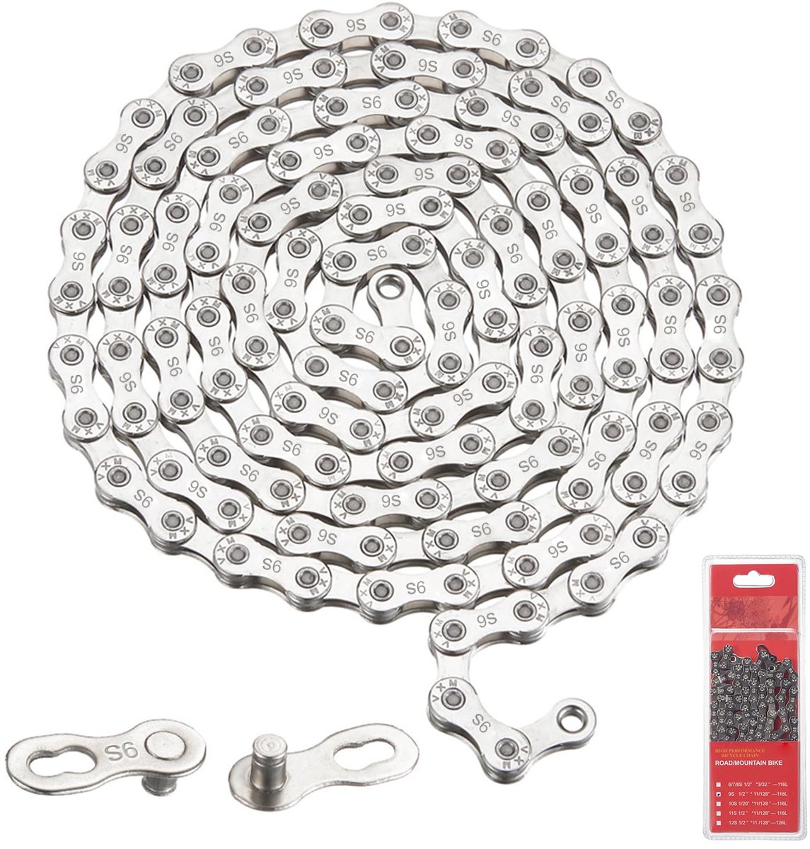 9-speed fietsketting, 116 schakels, compatibel met Mtb en racefietsen