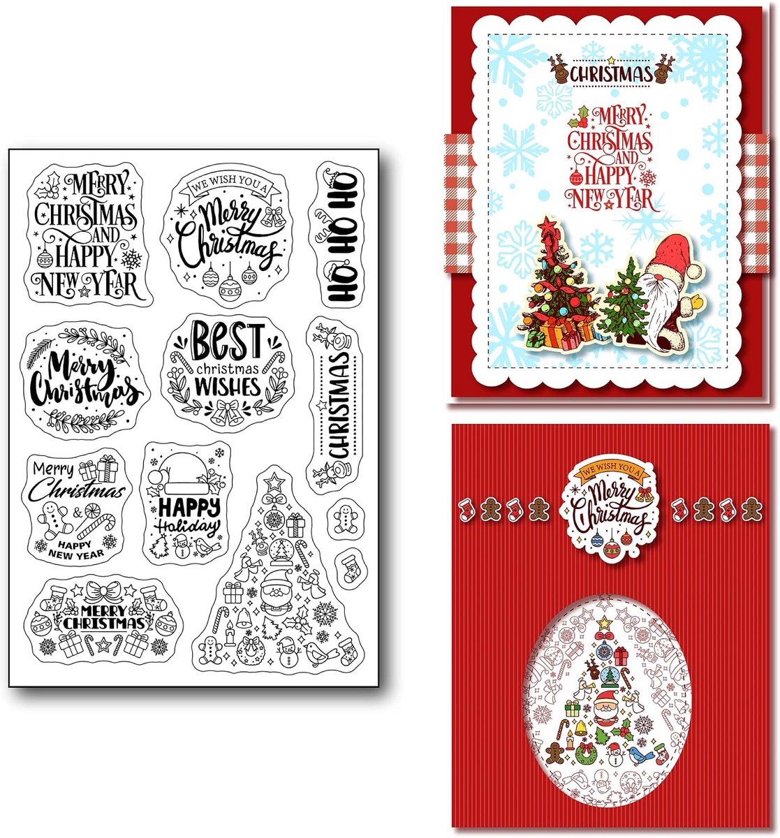 heldere stempels voor kaarten maken of journaling, Kerstmis sneeuwvlokboom siliconen heldere stempels voor DIY scrapbooking fotojournal papier knutseldecoratie