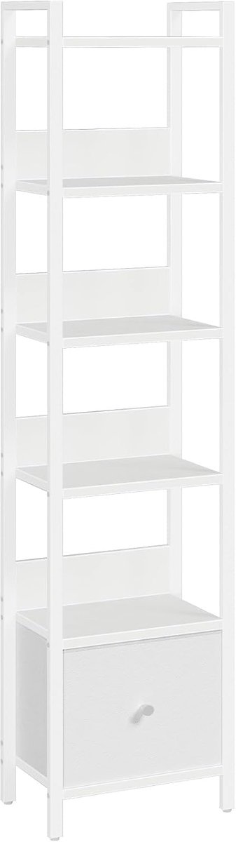 Boekenplank met 6 niveaus en uitneembare Lade, Vrijstaande Boekenkast