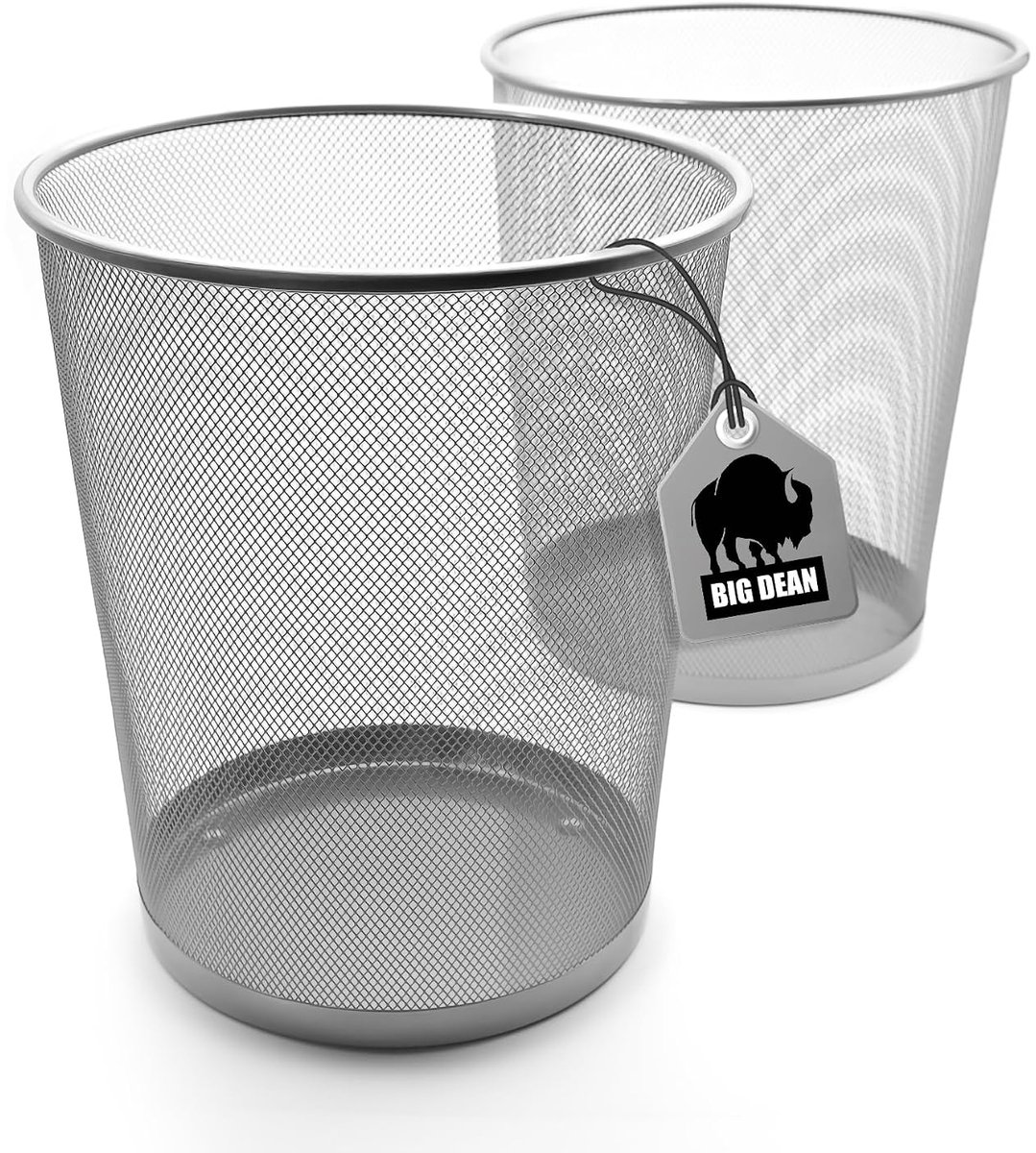 SnelShoppen - 2x Prullenbak Kantoor Zilver 20L - Veelzijdige Afvalbak voor Thuis, Kantoor, Praktijk en Hotelkamer