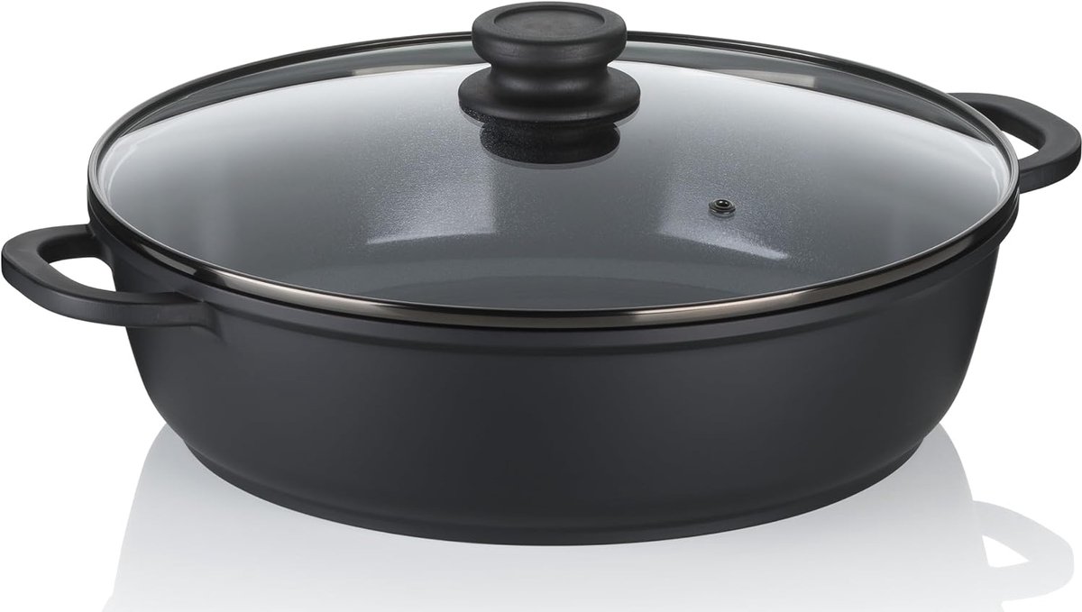 kela ATURA Slowcooker 32 cm hoge rand, inductiekookpan met deksel, 5 l, gegoten aluminium, keramische coating, paellapan, PFAS-vrij
