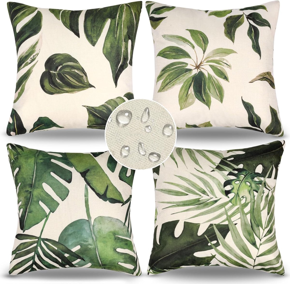 Cushion Covers 40 x 40 cm - moderne linnen set van 4 - waterdicht - perfect voor woonkamer of tuin - SnelShoppen