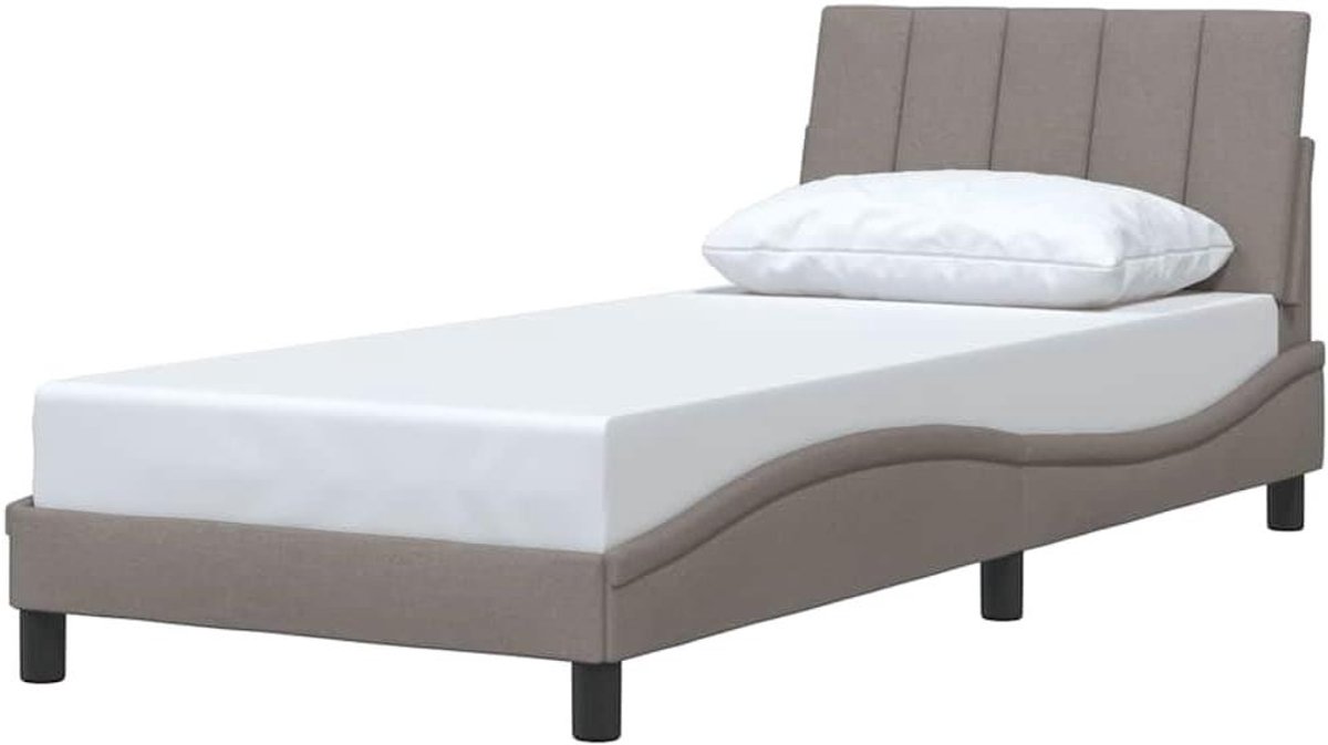Bedframe - Eenpersoonsbed Bedombouw - Slaapkamer Inrichten - Met Lattenbodem - 80x200 cm - Taupe