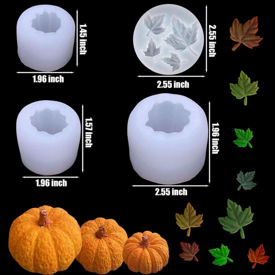 vorm, pompoenvorm, siliconen, herfstkaarsvorm, Thanksgiving siliconen — afbeelding 2
