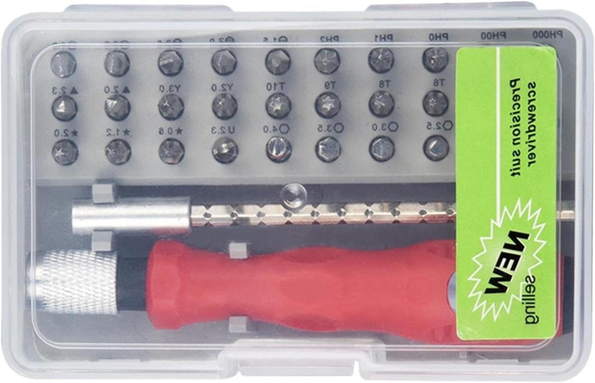 Precisie Schroevendraaierset - Mini Gereedschap - Fijn Reparatie Werk - Verstelbare Verlengstang - 32 Delig - Grijs