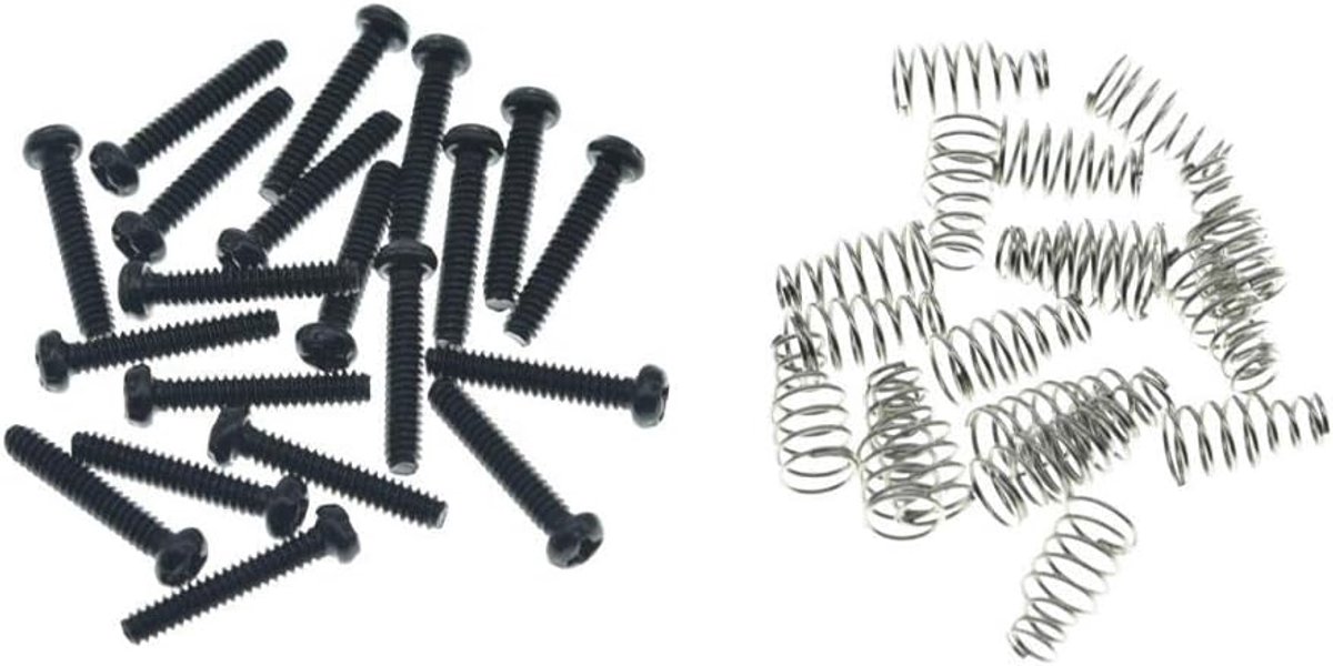 20-pack roestvrijstalen Amerikaanse #6-32 single-spoel pick-up schroeven met veren voor Stratocaster/Telecaster, zwart