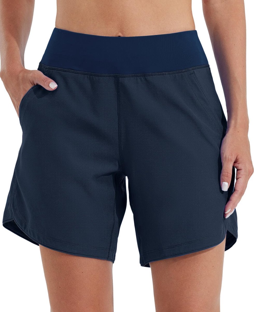 Shorts, boardshorts voor dames, 17,8 cm, sneldrogend, hoge taille