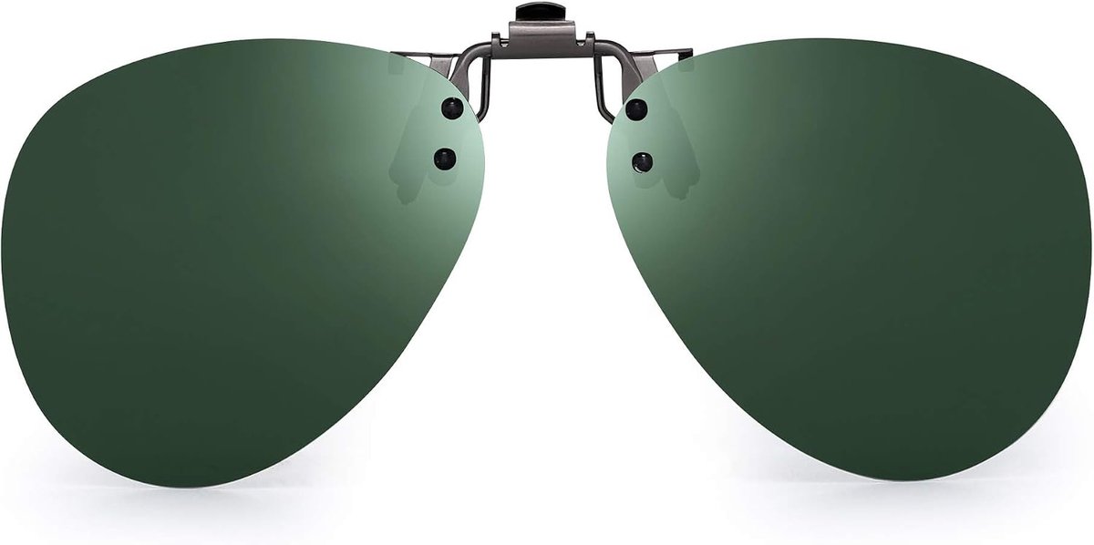 Gepolariseerde Clip op Zonnebril Frameless Flip Up Style Lens voor Prescription Glasses, Groen, One Size