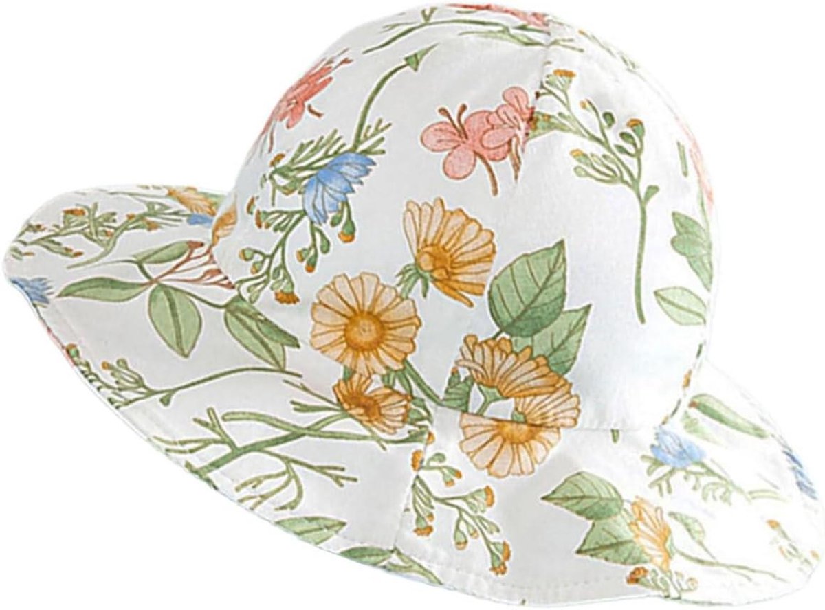 Zonnehoed Kinderen - Babymuts Zomer - Bescherming Tegen Zon - Brede Rand - 46-49 cm - Groen