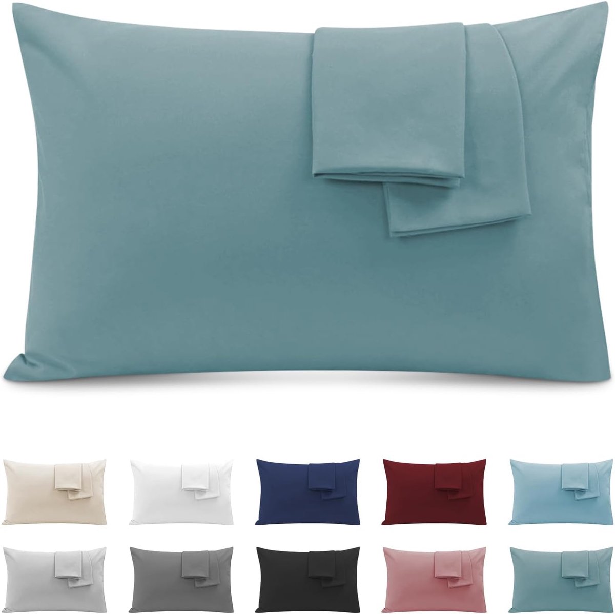 SnelShoppen - Kussenhoezen Voor Tweepersoonsbed 50x90 cm, Set van 2 Sloopjes Gecertificeerd door Oeko-TEX in Premium Microfiber 110GSM met Onzichtbare