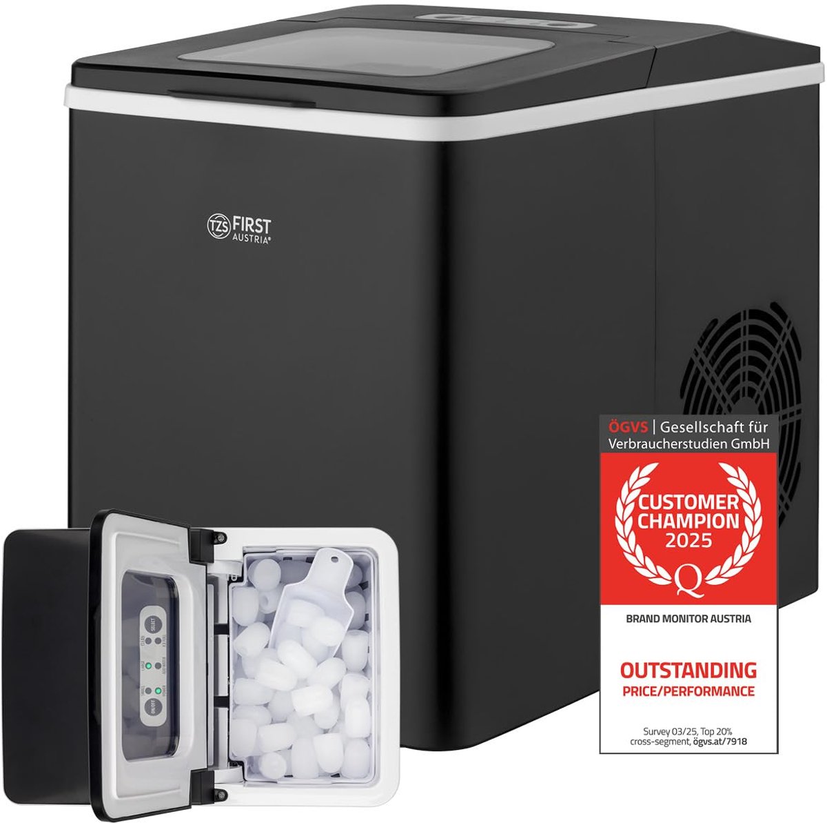 SnelShoppen - IJsblokjesmaker 1,8L - 150W met Compressor - 9 IJsblokjes in 7-9 Min - 2 IJsblokjes Grootte (S/L) - 12kg/dag - Mobiele IJs Maker - Zwart