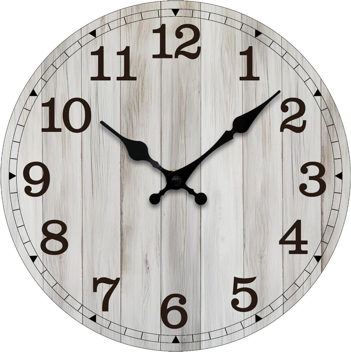 Wandklok 10 Inch Grijs Stille Niet Ticking voor Landelijk en Vintage Decor in Badkamer, Keuken en Slaapkamer