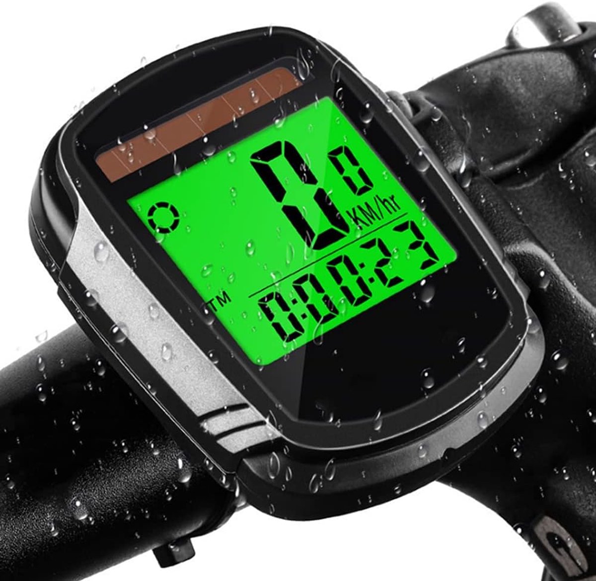SnelShoppen - Draadloze Fietscomputer met Zonne-energie, Snelheidsmeter en Kilometerteller, Waterdicht Fietsen Accessoire, Ideaal voor Fietsers