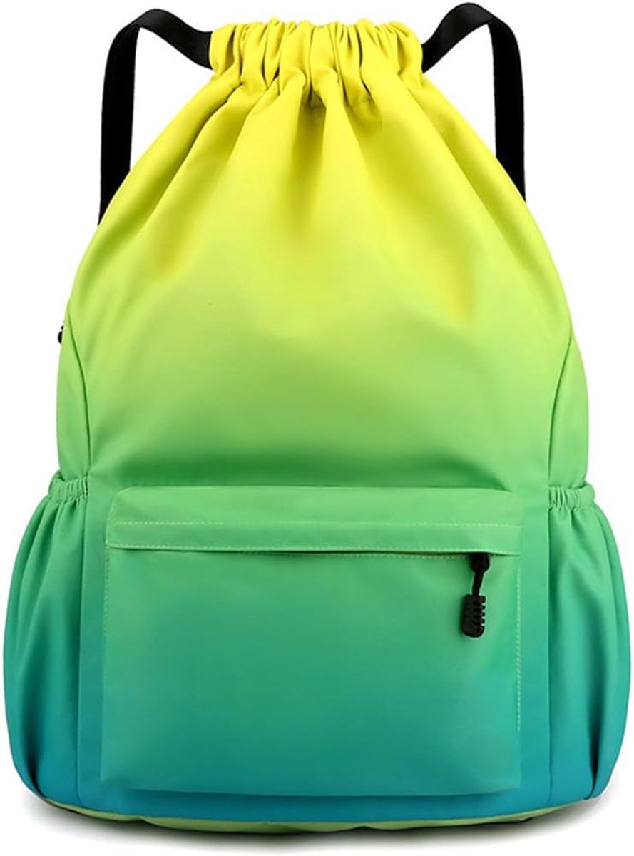 Rugzak met trekkoord, waterdichte tas met extern ritsvak | Unisex Oxford stoffen tas met trekkoord, geschikt voor sport en werk.