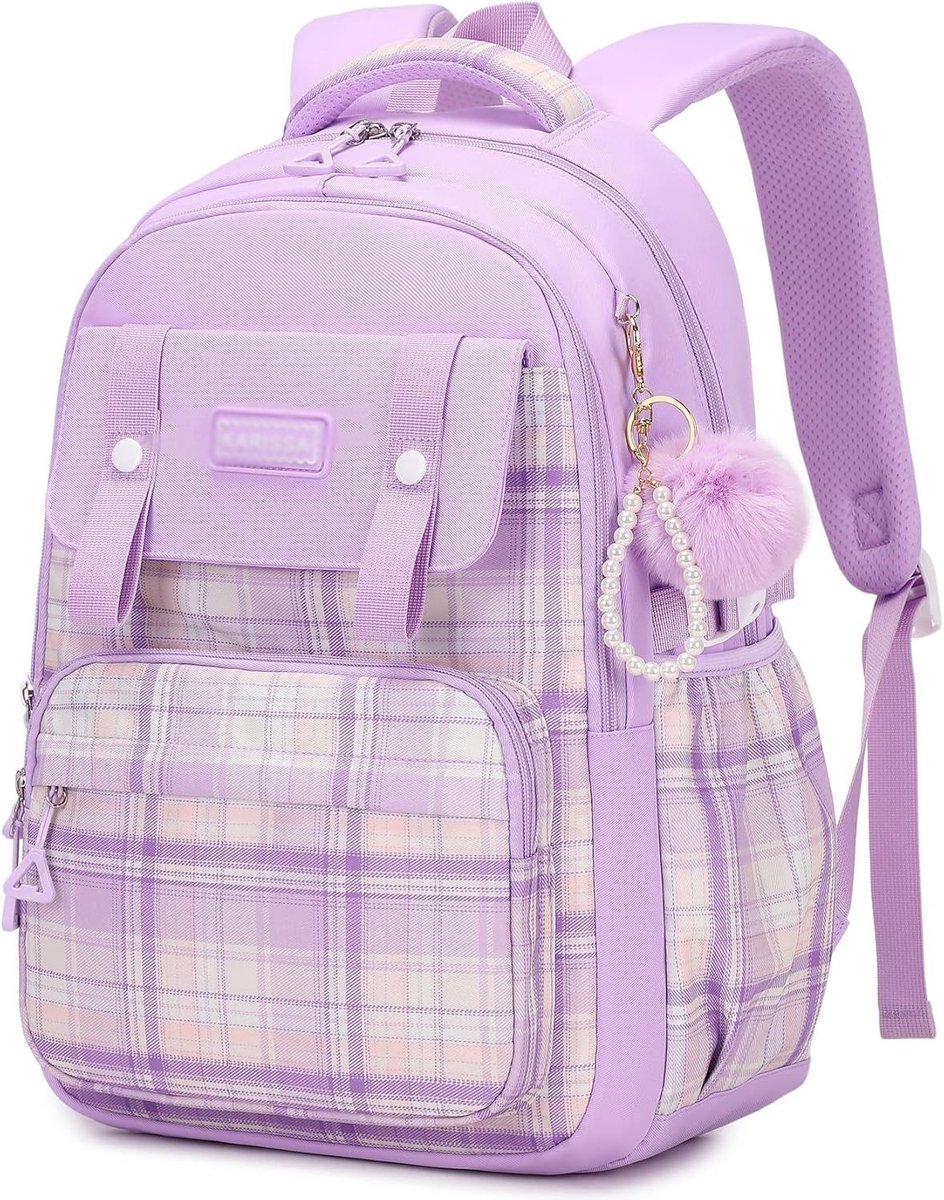 Meisjesrugzak, de ideale schooltas voor meisjes van de basisschool tot tieners, schattig en ruim - paars.