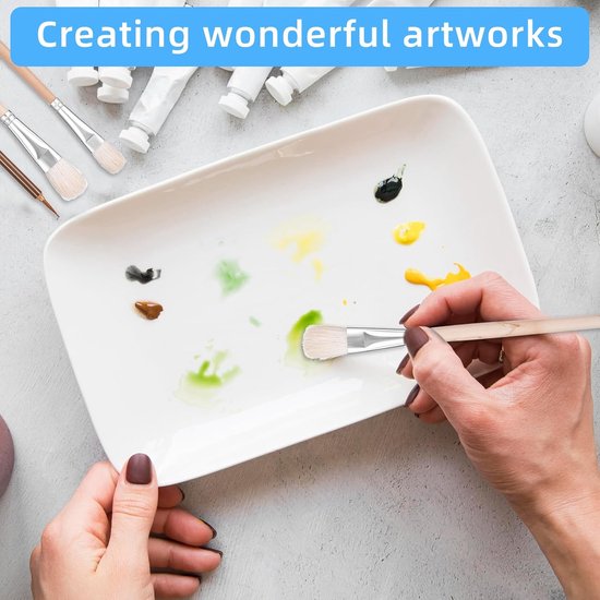 10 Stks Aardewerk Glazing Borstels Schilderen Geitenhaar Blending Borstel Mop Borstel voor Acryl Set Onderglazuur Penseel Zachte Varkenshaar Kunstenaar Gereedschap Aquarel Penseel voor Olie Acryl — afbeelding 4