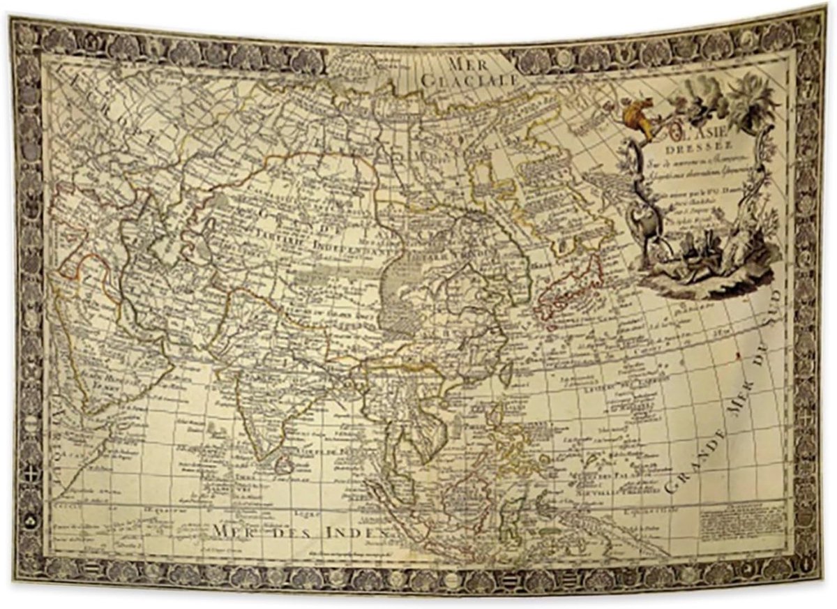 150x100cm Kaart Tapijtwerk, Wereldkaart Wandtapijten Oude Westerse Zee Navigatie Historische Atlas Muur Opknoping Wandtapijten voor Slaapzaal Decor Slaapbankhoes Deken E-Lesson