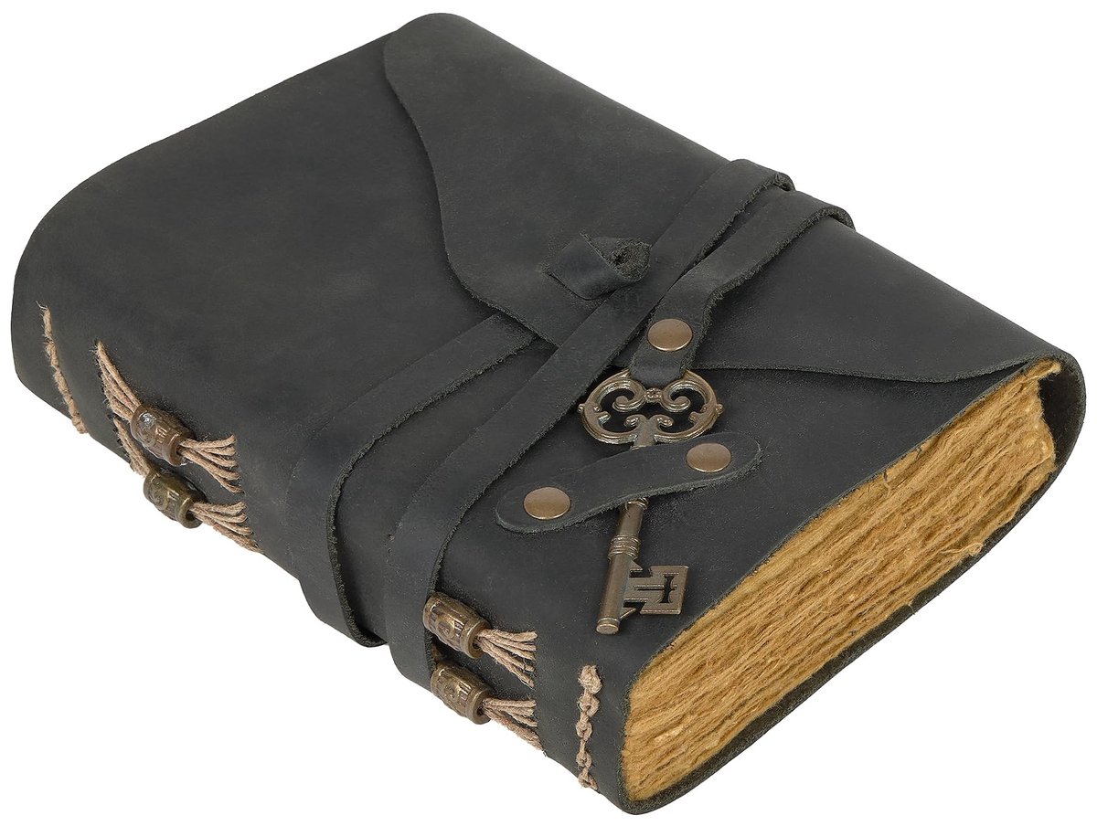 Omgoods - Vintage Zwart Leren Journal met Sleutel - Ideaal voor Reizen en Notities