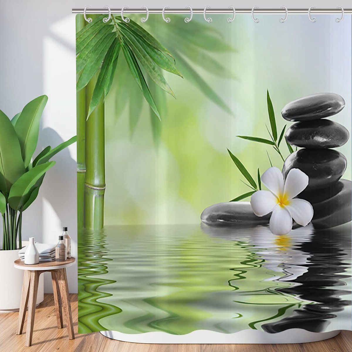 Omgoods - Zen Garden Douchegordijn 180 x 180 cm met Bamboe