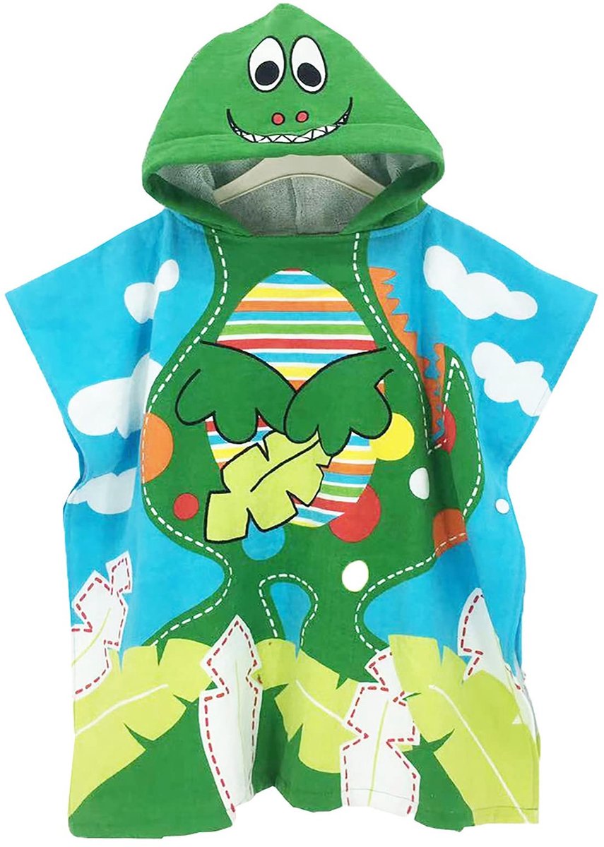 Omgoods - Kinderen Hooded Badhanddoek met Dinosaurus Motief voor 3-4 Jaar