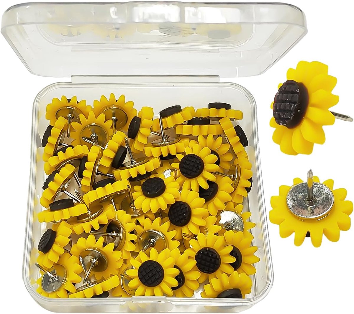 40 stuks zonnebloemnaalden, prikbordspelden, zonnebloemnaalden, kurkbordnaalden, bloemennaalden, decoratieve naalden, naalden voor kurkborden