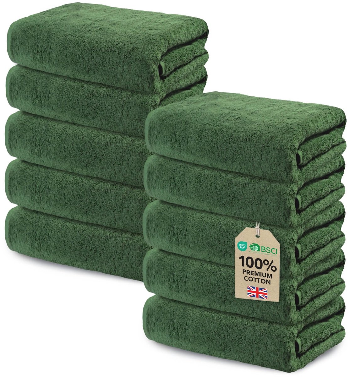 Omgoods - Ôhm Set van 10 Handdoeken 30x30cm - Donkergroen