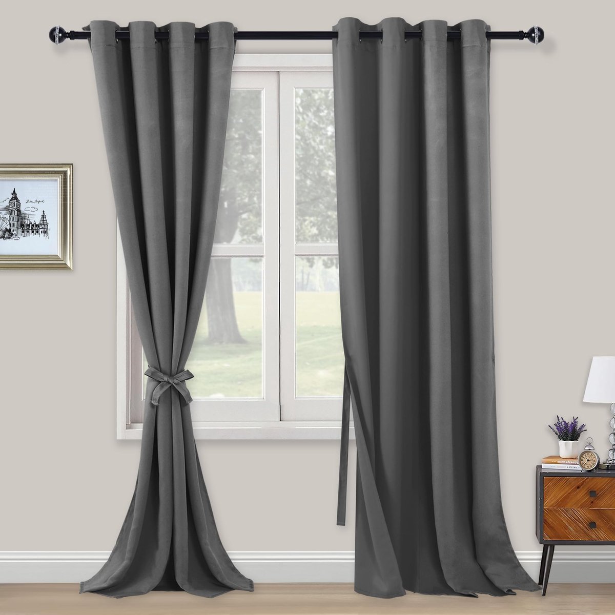 Omgoods - Opaque Blackout Curtains met Oogjes - Grijze Gordijnen 245 x 140 cm