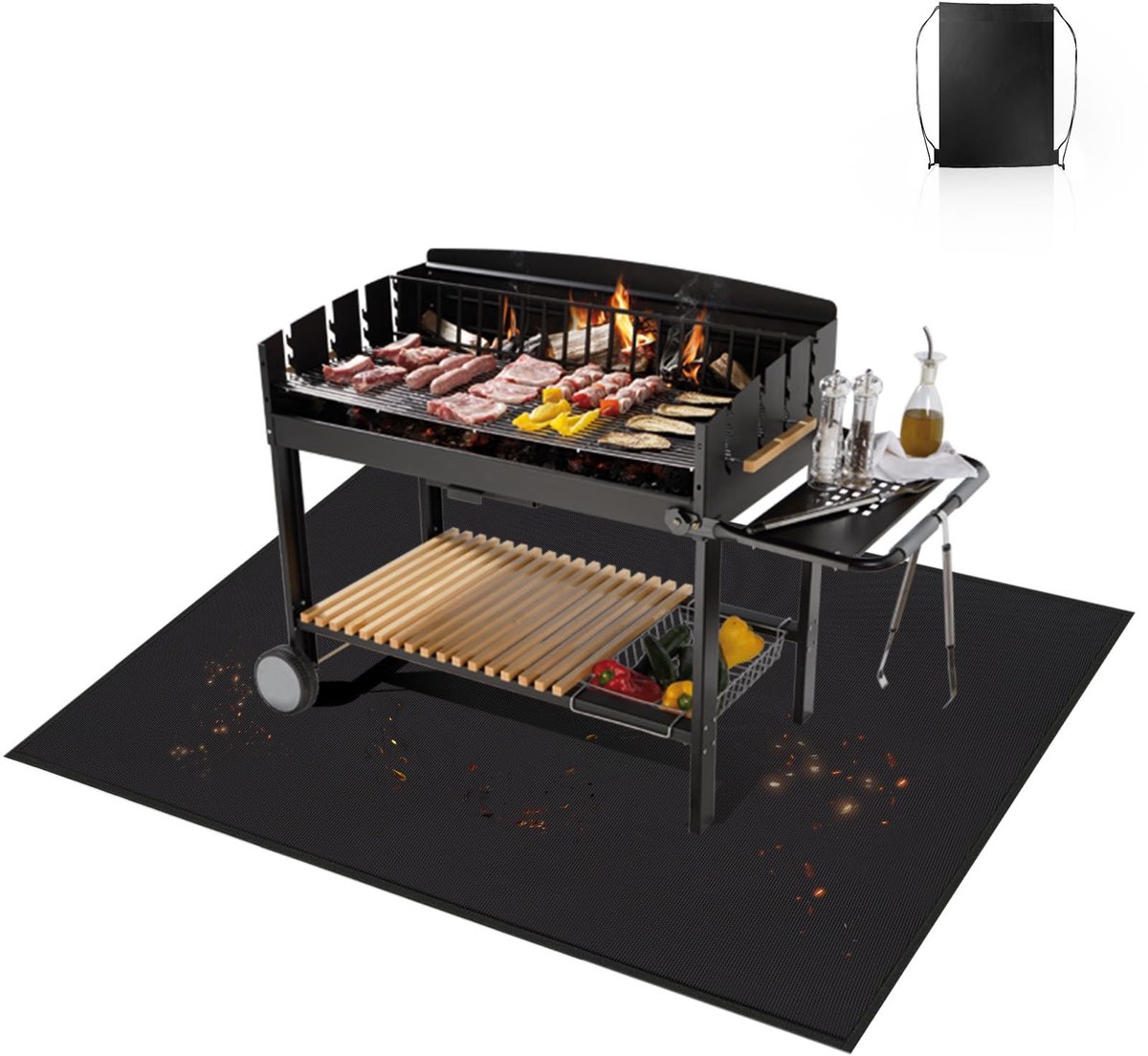 Omgoods - Grill Mat - Vouwbare, Brandwerende en Waterdichte Ondergrond voor en Vuurplaats