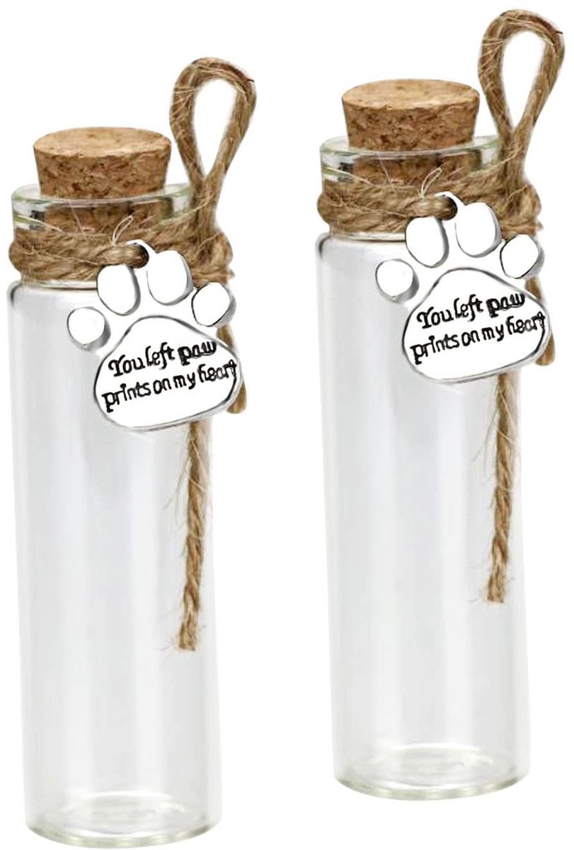 Omgoods - Pet Hair Memorial Bottle - Glazen Fles voor As of Haar van Huisdieren (Set van 2)