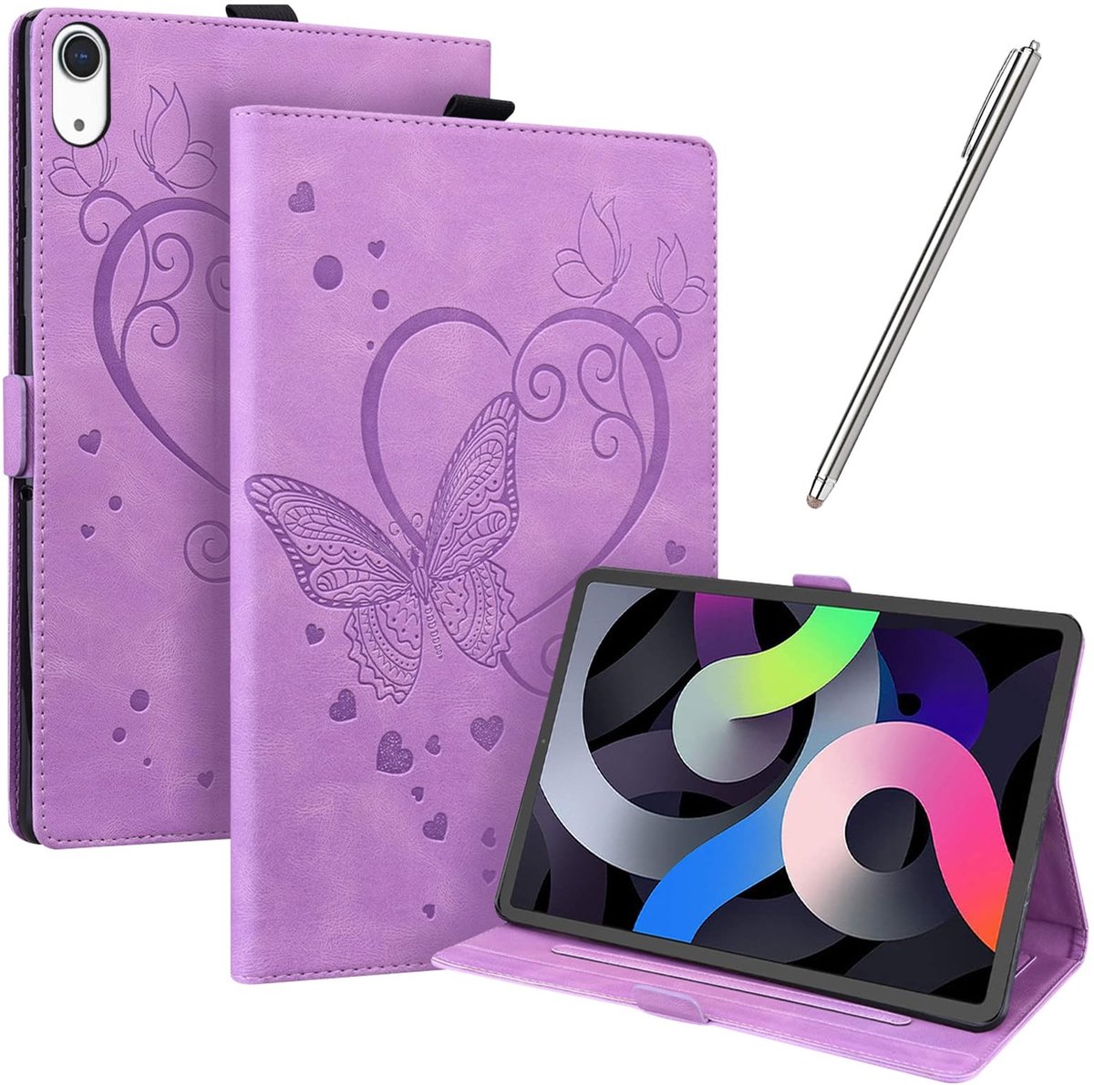 Hoes voor iPad 10e Generatie (2022) - Multi-Angle Folio PU Leer met Kaartslot (Paars)