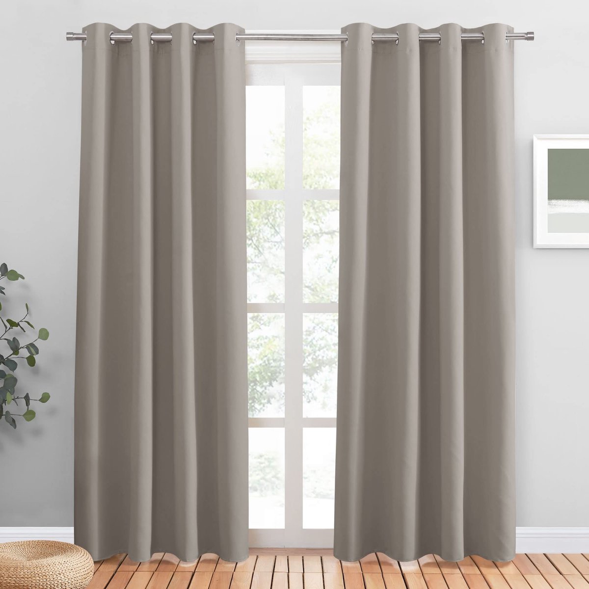 Omgoods- Verduisterende Gordijnen Warmte-isolerend - Lichtwerend - 2 Panelen - Ringen - 140B x 200H cm - Elegant Design - Raamdecoratie