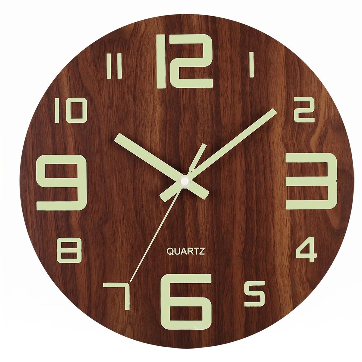 Omgoods - Lichtgevende Houten Wandklok 30 cm - Geruisloos en Vintage Design