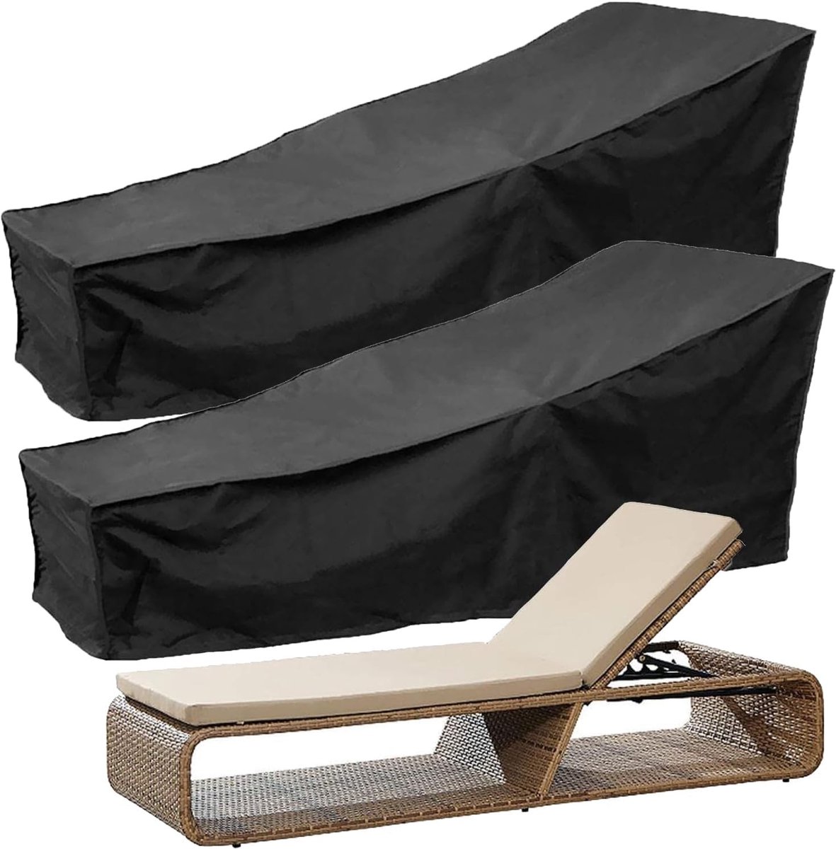 Omgoods - Set van 2 Zonnebedhoezen 210D 210x75x80 cm