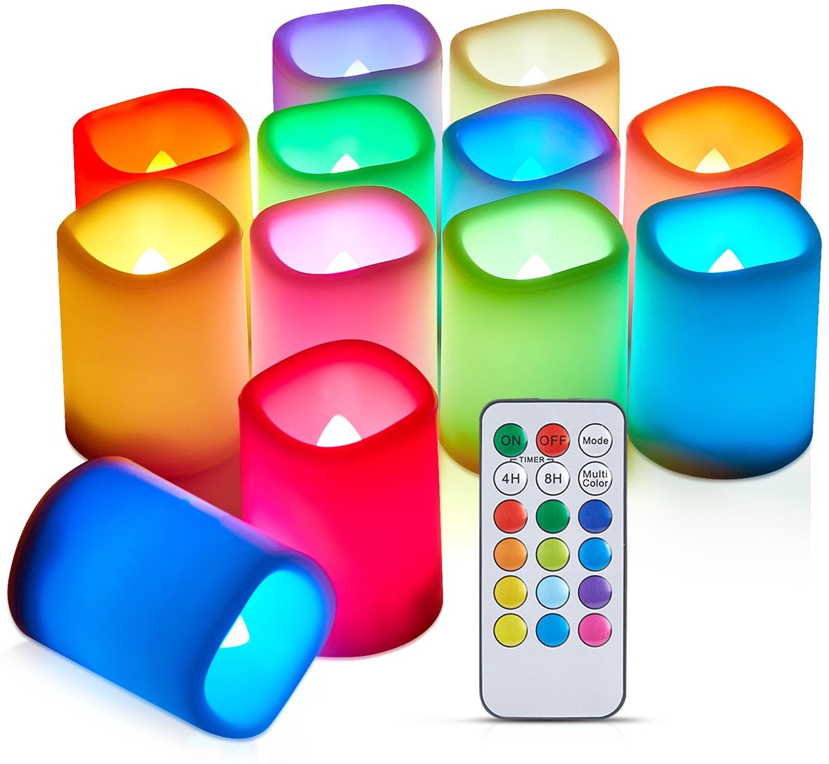Omgoods - LED Votive Kaarsen Set - 12 Stuks met Afstandsbediening en Timer