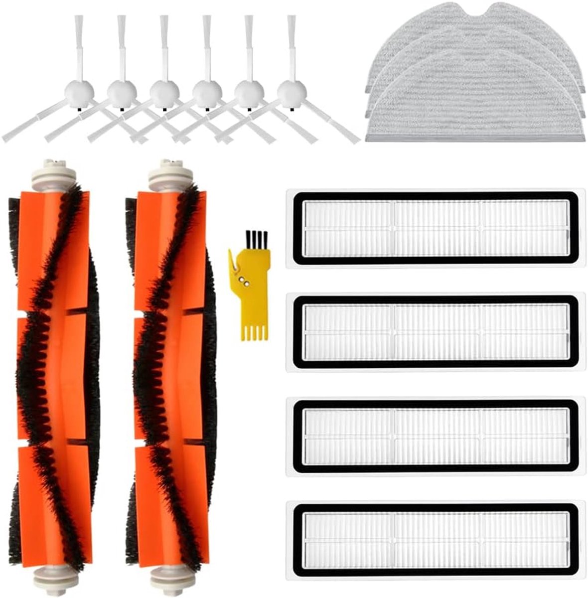 vervanging voor Dreame D9 Dreame L10 Pro Dreame D9 Max Dreame D9 Pro robotstofzuiger, 15 verpakkingen, 2 hoofdborstels, 4 filters, 6 zijborstels, 3 mopdoeken