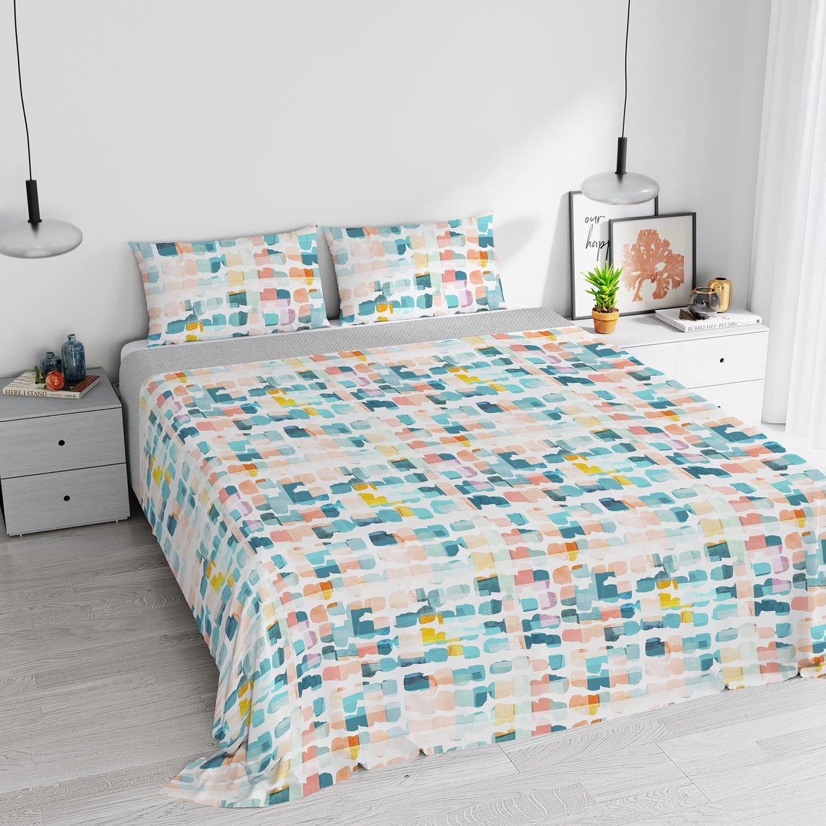 Omgoods - Watercolor Dekbedovertrekset van 100% Katoen voor Tweepersoonsbed