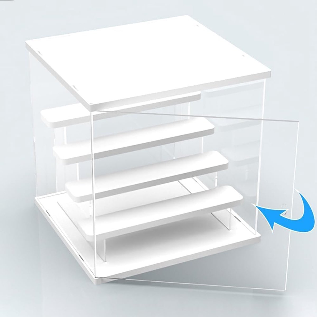 Vitrinekast voor Collectie, Plexiglas Vitrinekast met Deur en Stappen, 5 Lagen Assembleer Opslag Vitrine Stofdichte Organisator Acryl Doos voor Figuren, Funko Pop, Speelgoed, Wit