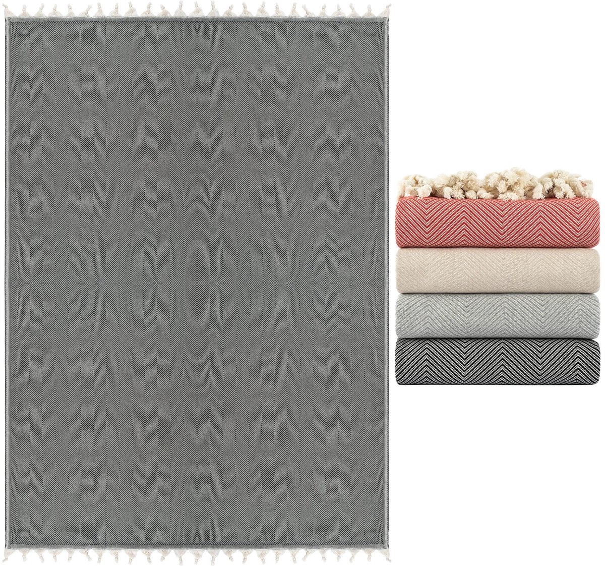Omgoods - NESILY® Premium Bedsprei Zwart 100% Katoen - Lichtgewicht Sofa Deken