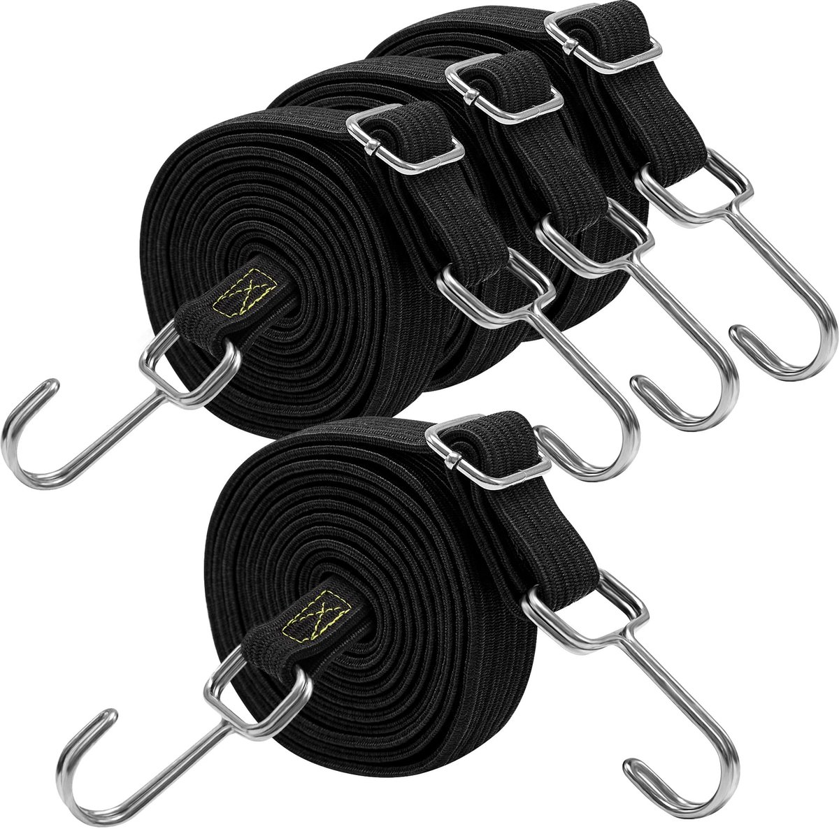 Omgoods - Elastische Ropes met Haken - 200 cm Lange Verstelbare Elastische Straps voor Luggage en Camping - Set van 4